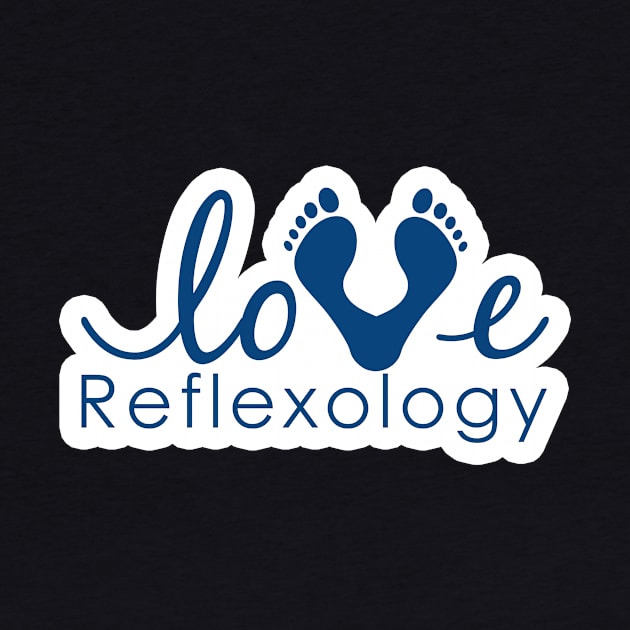 Love Reflexology - (white outline) blue font by Balanceandharmonyforreflexologists